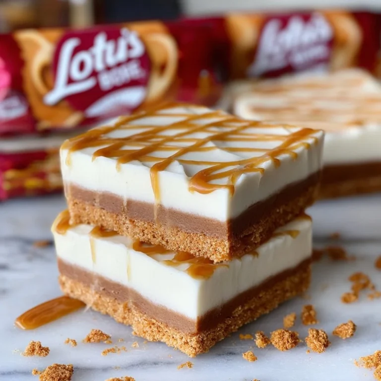 Deliciously layered no-bake Lotus Biscoff pie bars on a plate