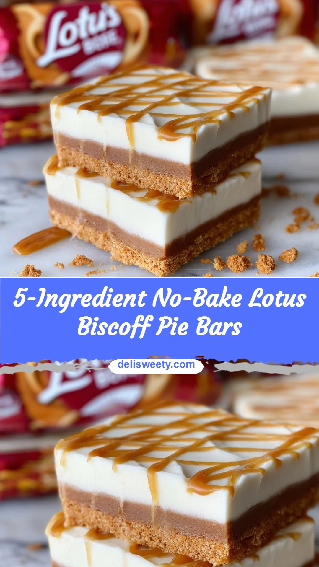 5-Ingredient No-Bake Lotus Biscoff Pie Bars