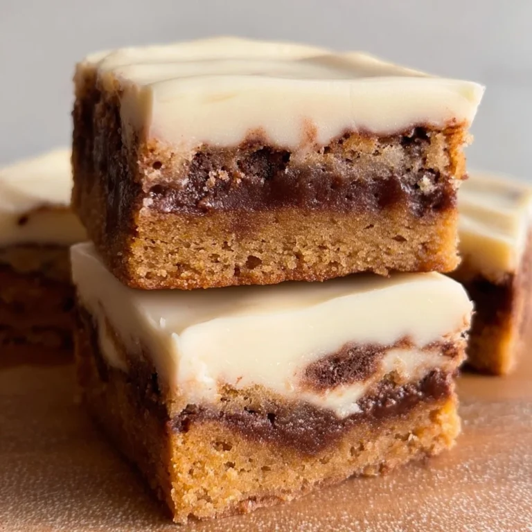 Delicious Cinnamon Roll Blondies with cinnamon swirl and creamy icing