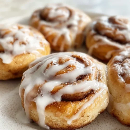 Mini cinnamon rolls made with 2-ingredient dough on a baking tray