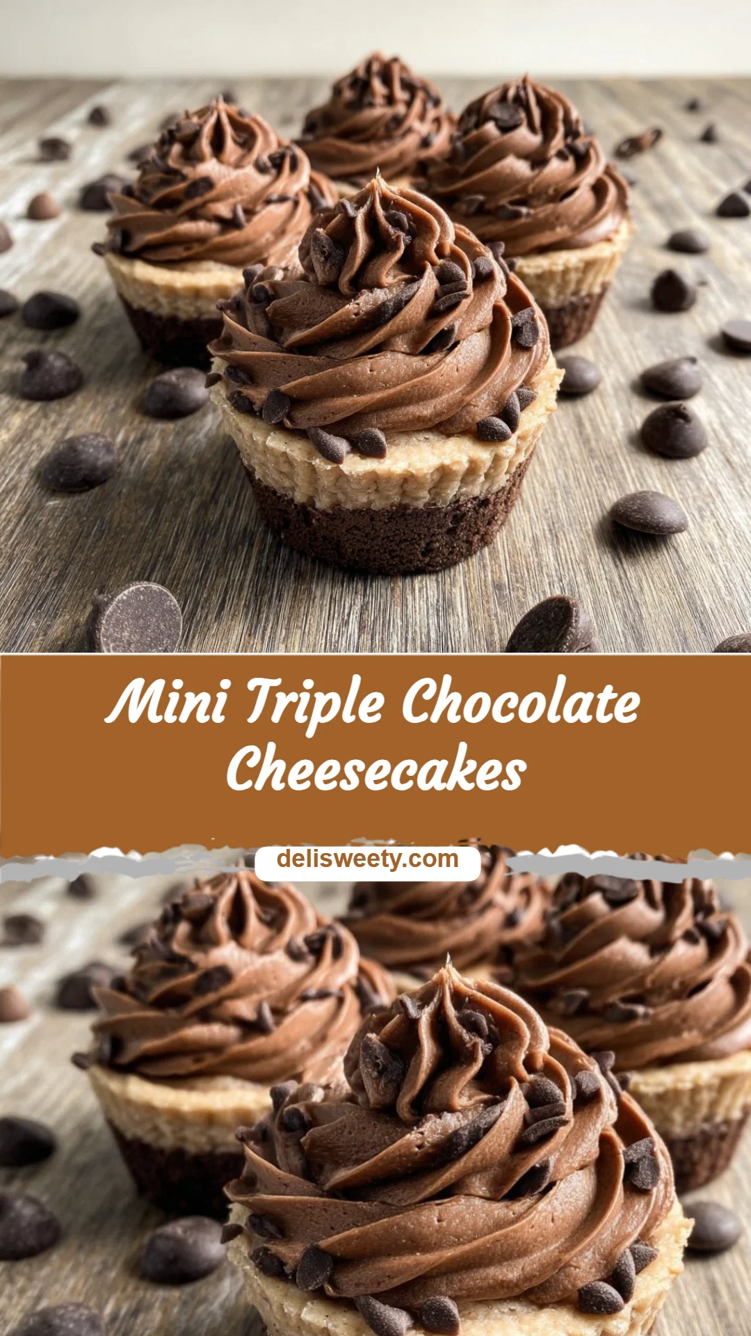 Mini Triple Chocolate Cheesecakes