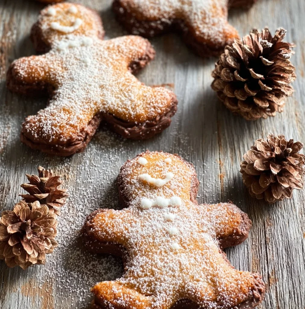 Nutella stuffed pastry gingerbread men on a festive plate
