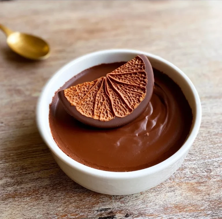 One Pot Chocolate Orange Cheesecake topped with orange slices and chocolate shavings