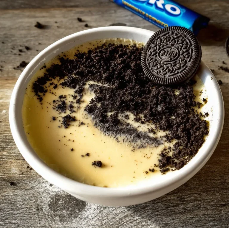 One Pot Oreo White Chocolate Cheesecake dessert with cookies and chocolate topping