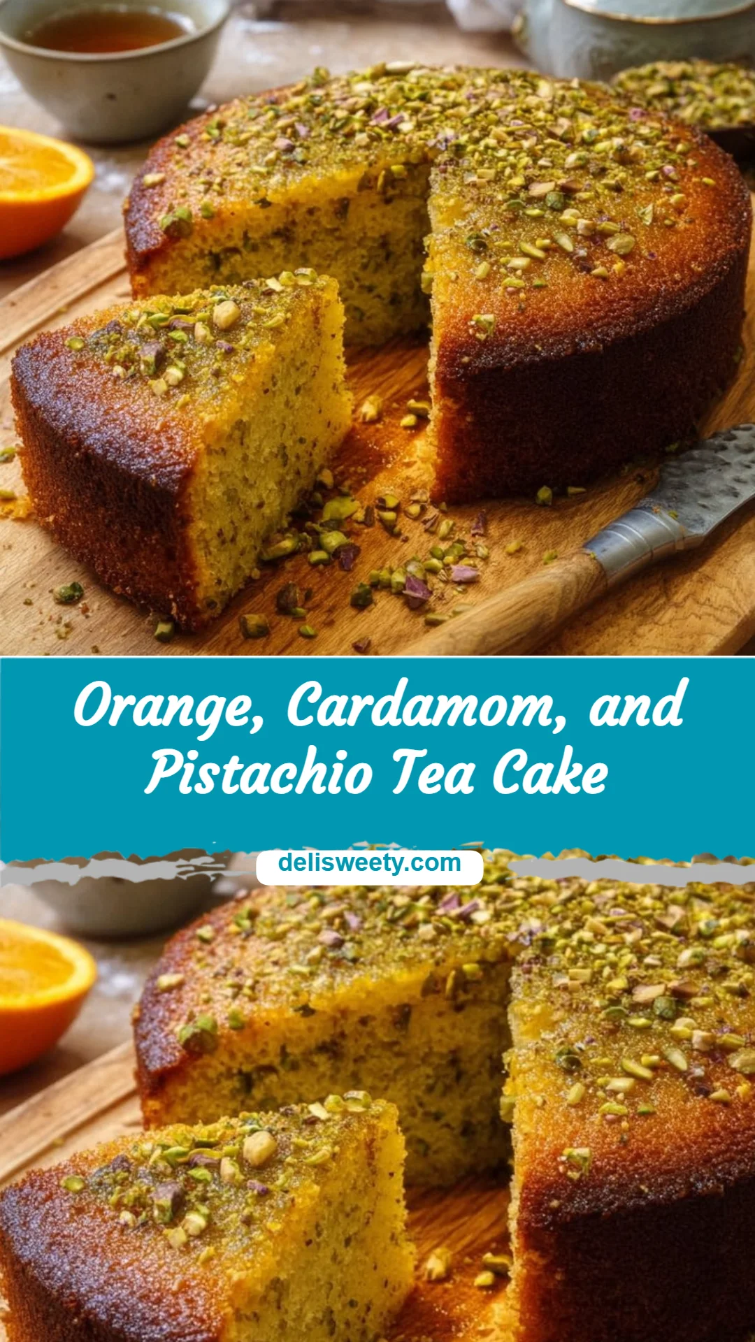 Orange, Cardamom, and Pistachio Tea Cake