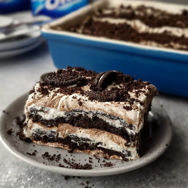 Delicious layered Oreo Nutella Lasagne dessert
