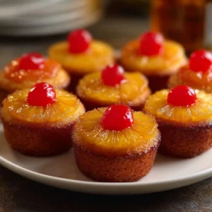 Delicious Pineapple Upside Down Cupcakes with caramelized pineapple topping