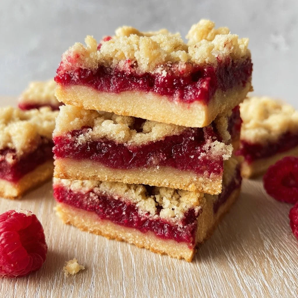 Delicious Raspberry Crumble Bars with a buttery crumble topping and fresh raspberries