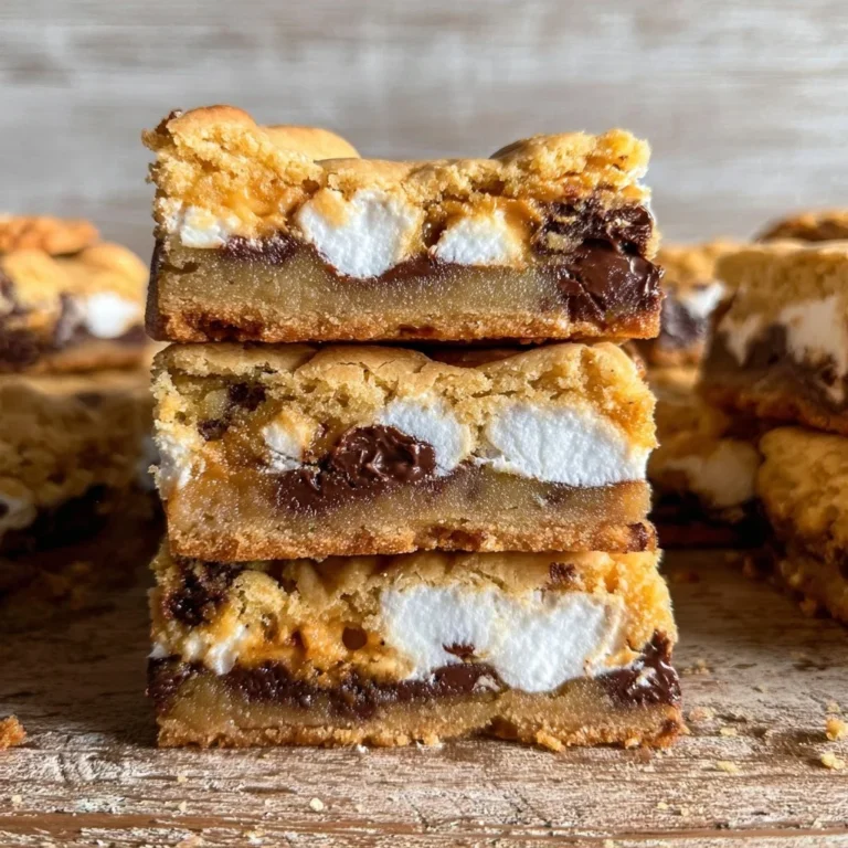 Delicious S'mores Blondies topped with marshmallows and chocolate chunks