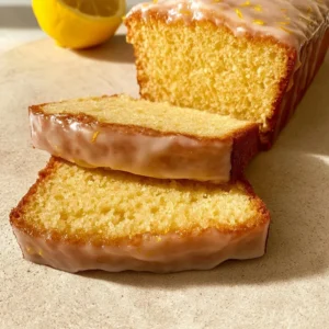Starbucks-style lemon loaf cake with a soft texture and lemon glaze