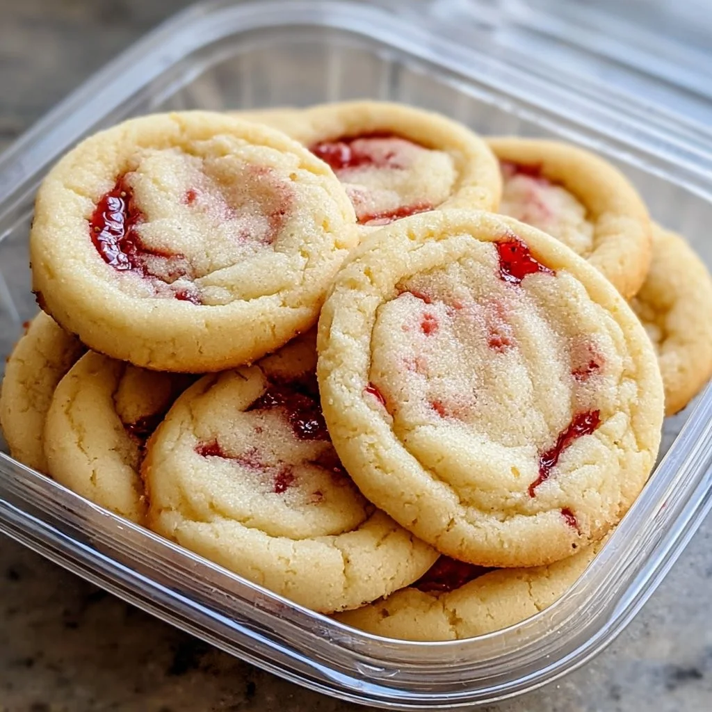 Strawberry banana pudding cookies with cheesecake dip served on a plate