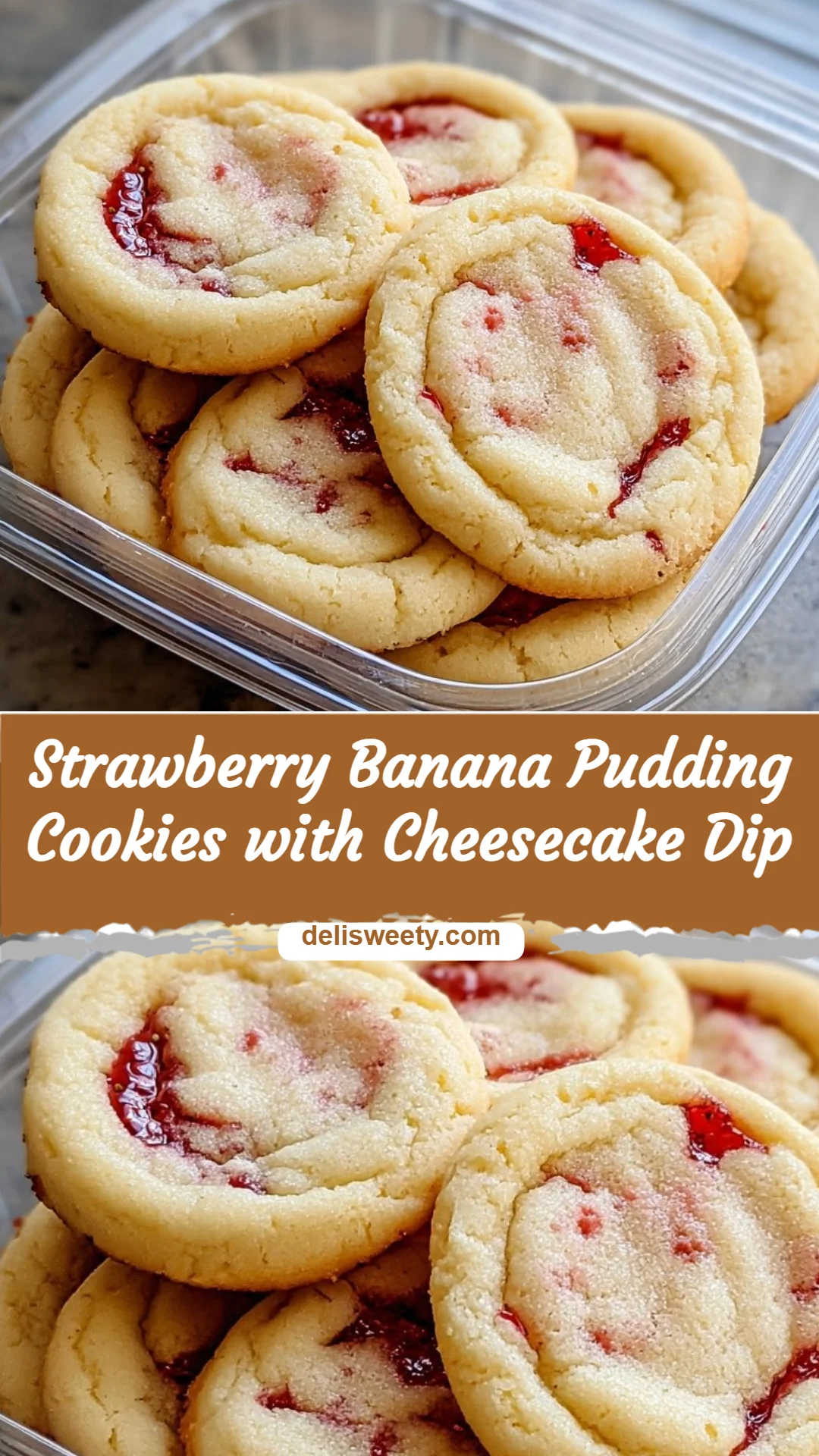 Strawberry Banana Pudding Cookies with Cheesecake Dip