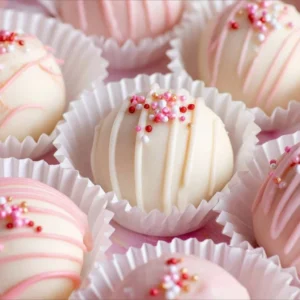 Delicious Valentine's Day truffles in heart-shaped box
