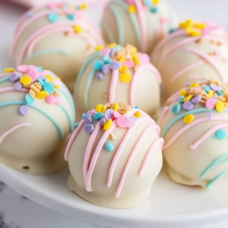Delicious Banana Pudding Easter Truffles decorated for spring celebrations.