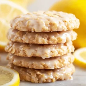 Lemon Oatmeal No-Bake Cookies on a plate garnished with lemon zest