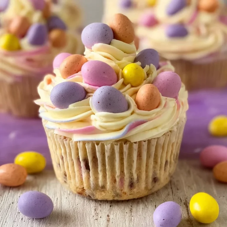 Delicious mini cheesecakes topped with colorful mini eggs for a festive touch
