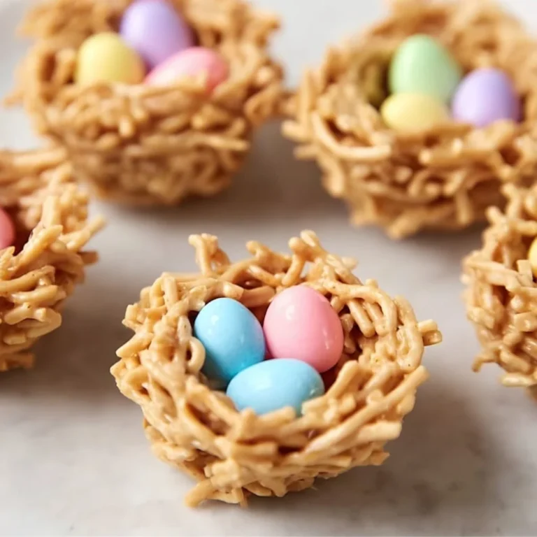 No-Bake Easter Egg Peanut Butter Haystacks on a plate