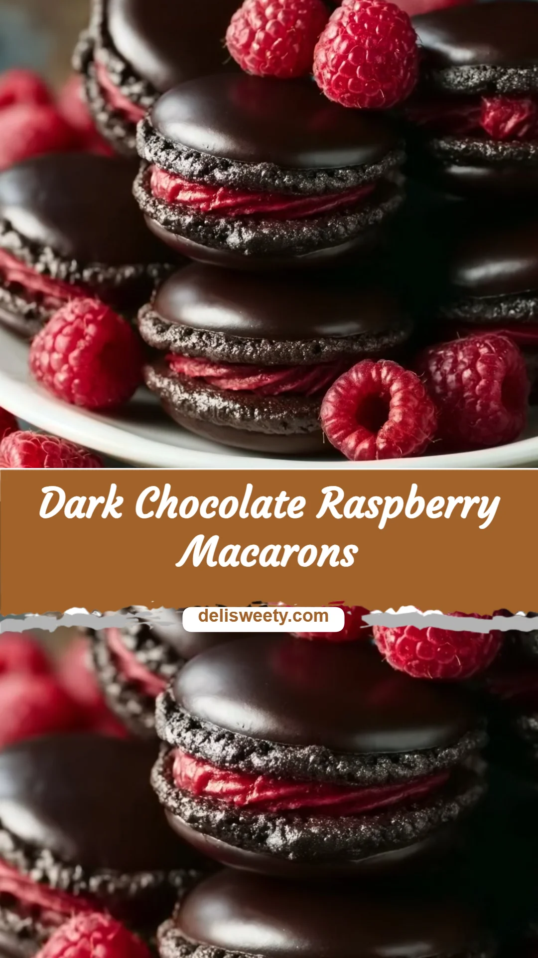 Dark Chocolate Raspberry Macarons