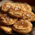 Deliciously baked salted caramel cookies on a cooling rack.
