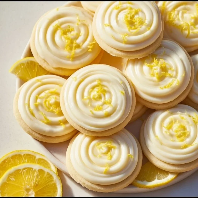 Delicious lemon frosted cookies with a vibrant lemon glaze.