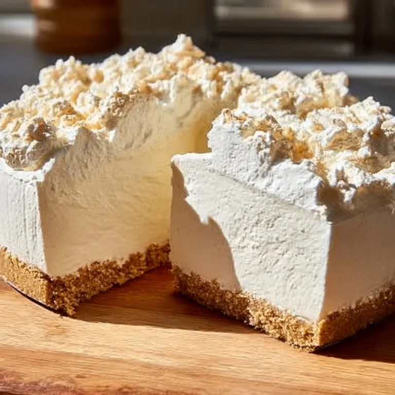 No-bake Marshmallow Whip Cheesecake topped with whipped cream and chocolate.