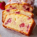 Delicious homemade strawberry pound cake with fresh strawberries